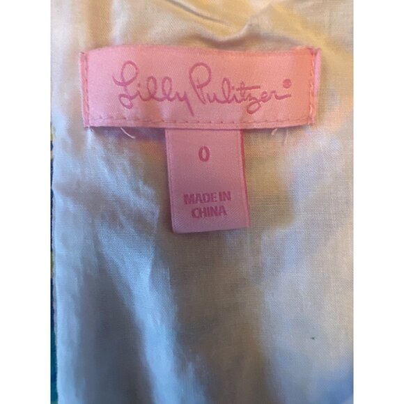 Lilly Pulitzer Colorful Sleeveless Dress Sz 0 100% Cotton Zip Close Embroidered - Picture 2 of 5